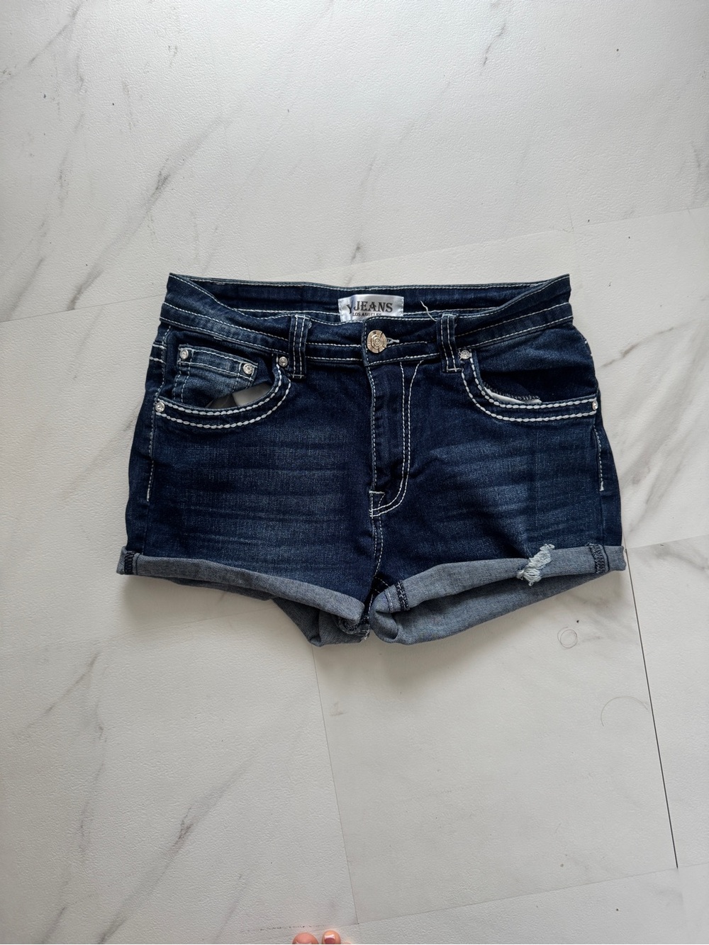 NYDJ Dark Blue Denim Jeans with Gold Embellished Cross Pocket